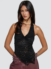 Alviera Lace Halter Top Black